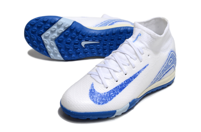 Kids Nike Air Zoom Mercurial Superfly 10 Elite TF Artificial Turf High-Tops Football Shoes - White/Blue