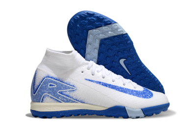 Kids Nike Air Zoom Mercurial Superfly 10 Elite TF Artificial Turf High-Tops Football Shoes - White/Blue