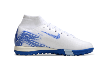 Kids Nike Air Zoom Mercurial Superfly 10 Elite TF Artificial Turf High-Tops Football Shoes - White/Blue