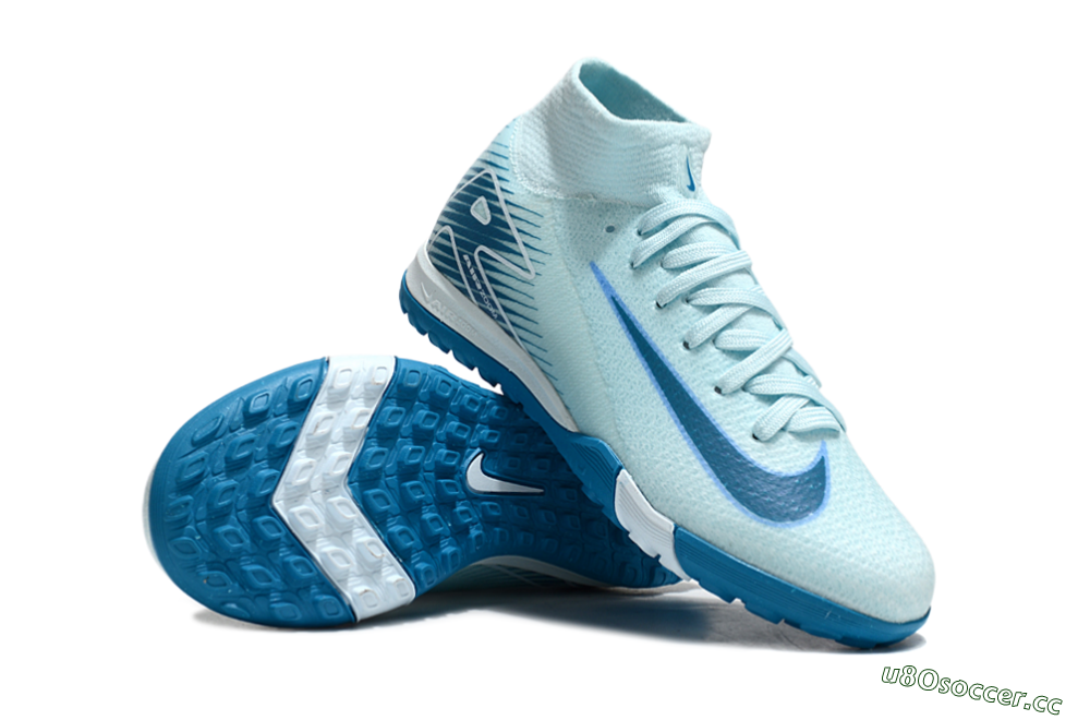 Kids Nike Air Zoom Mercurial Superfly 10 Elite TF Artificial Turf High-Tops Football Shoes - Jade/Blue 1