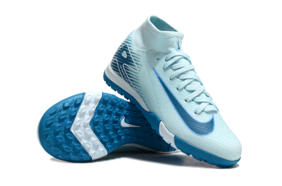 Kids Nike Air Zoom Mercurial Superfly 10 Elite TF Artificial Turf High-Tops Football Shoes - Jade/Blue