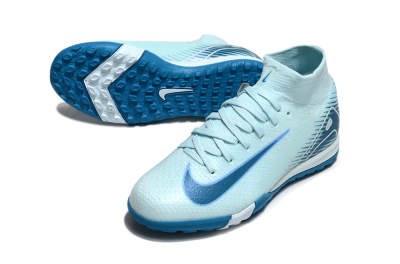 Kids Nike Air Zoom Mercurial Superfly 10 Elite TF Artificial Turf High-Tops Football Shoes - Jade/Blue