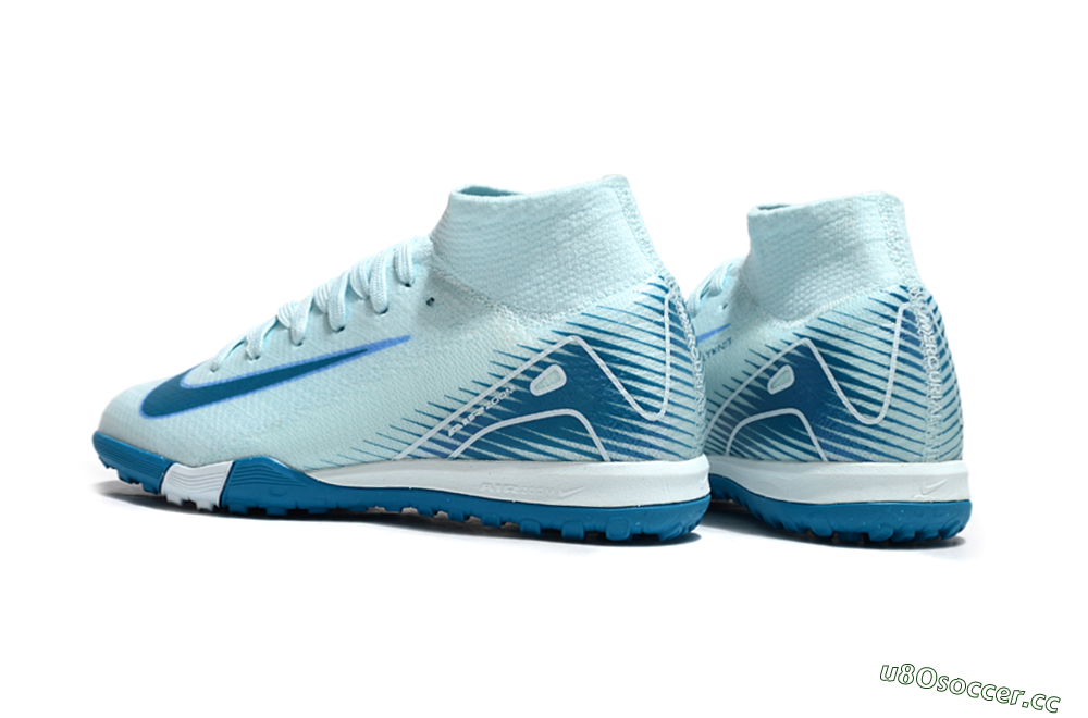 Kids Nike Air Zoom Mercurial Superfly 10 Elite TF Artificial Turf High-Tops Football Shoes - Jade/Blue 5