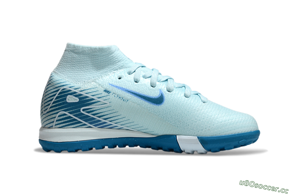 Kids Nike Air Zoom Mercurial Superfly 10 Elite TF Artificial Turf High-Tops Football Shoes - Jade/Blue 4