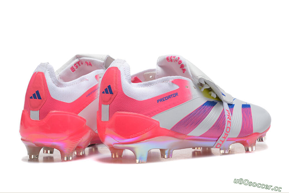 Men's Adidas Predator 25 Elite Foldover Tongue FG Firm Ground Low-Tops Football Boots - White/Red/Blue 9