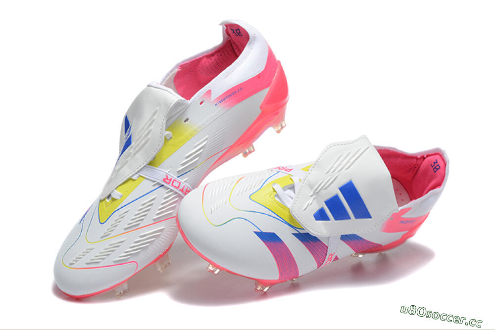 Men's Adidas Predator 25 Elite Foldover Tongue FG Firm Ground Low-Tops Football Boots - White/Red/Blue 6
