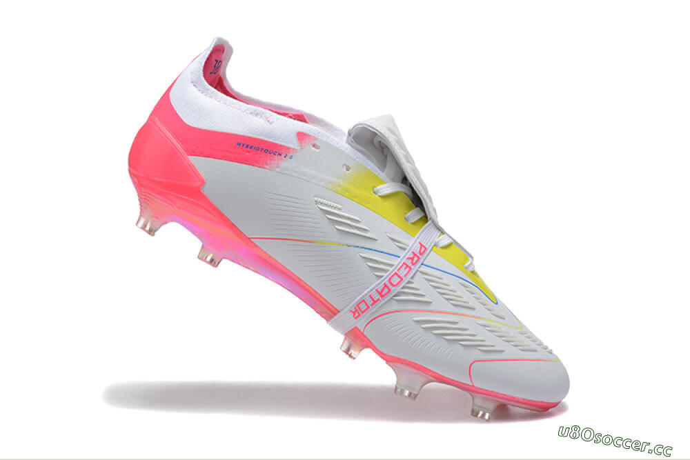Men's Adidas Predator 25 Elite Foldover Tongue FG Firm Ground Low-Tops Football Boots - White/Red/Blue 7