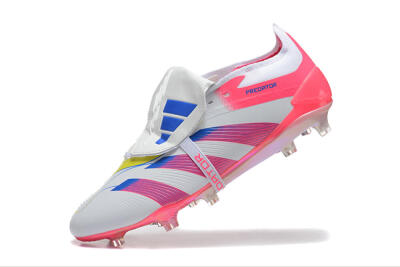 Men's Adidas Predator 25 Elite Foldover Tongue FG Firm Ground Low-Tops Football Boots - White/Red/Blue