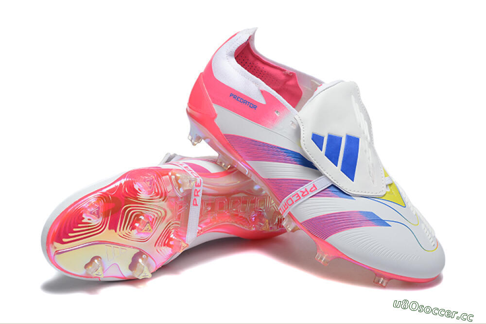 Men's Adidas Predator 25 Elite Foldover Tongue FG Firm Ground Low-Tops Football Boots - White/Red/Blue 4