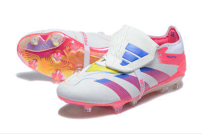 Men's Adidas Predator 25 Elite Foldover Tongue FG Firm Ground Low-Tops Football Boots - White/Red/Blue
