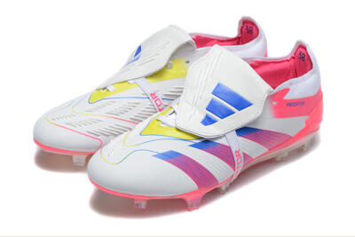 Men's Adidas Predator 25 Elite Foldover Tongue FG Firm Ground Low-Tops Football Boots - White/Red/Blue