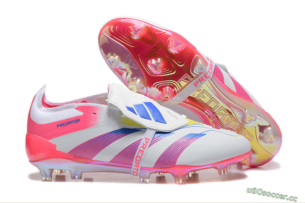 Men's Adidas Predator 25 Elite Foldover Tongue FG Firm Ground Low-Tops Football Boots - White/Red/Blue 2