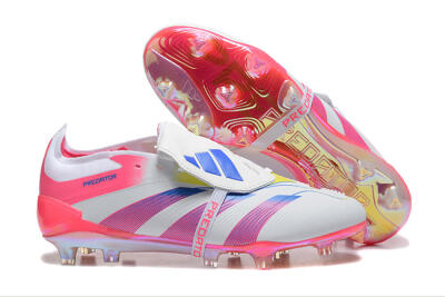 Men's Adidas Predator 25 Elite Foldover Tongue FG Firm Ground Low-Tops Football Boots - White/Red/Blue