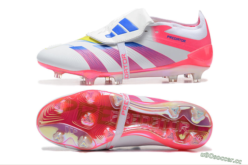 Men's Adidas Predator 25 Elite Foldover Tongue FG Firm Ground Low-Tops Football Boots - White/Red/Blue 1