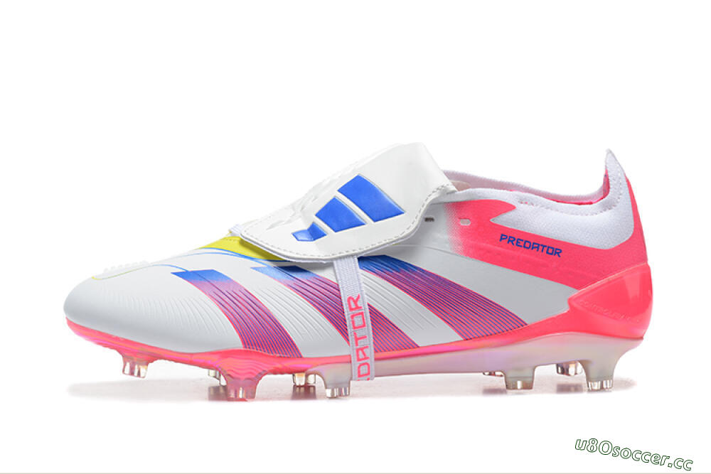Men's Adidas Predator 25 Elite Foldover Tongue FG Firm Ground Low-Tops Football Boots - White/Red/Blue 0