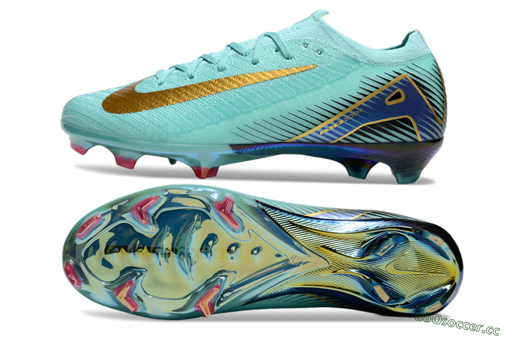 Unisex Nike Air Zoom Mercurial Vapor 16 Elite FG Firm Ground Low-Tops Football Boots - Jade/Gold/Blue 1