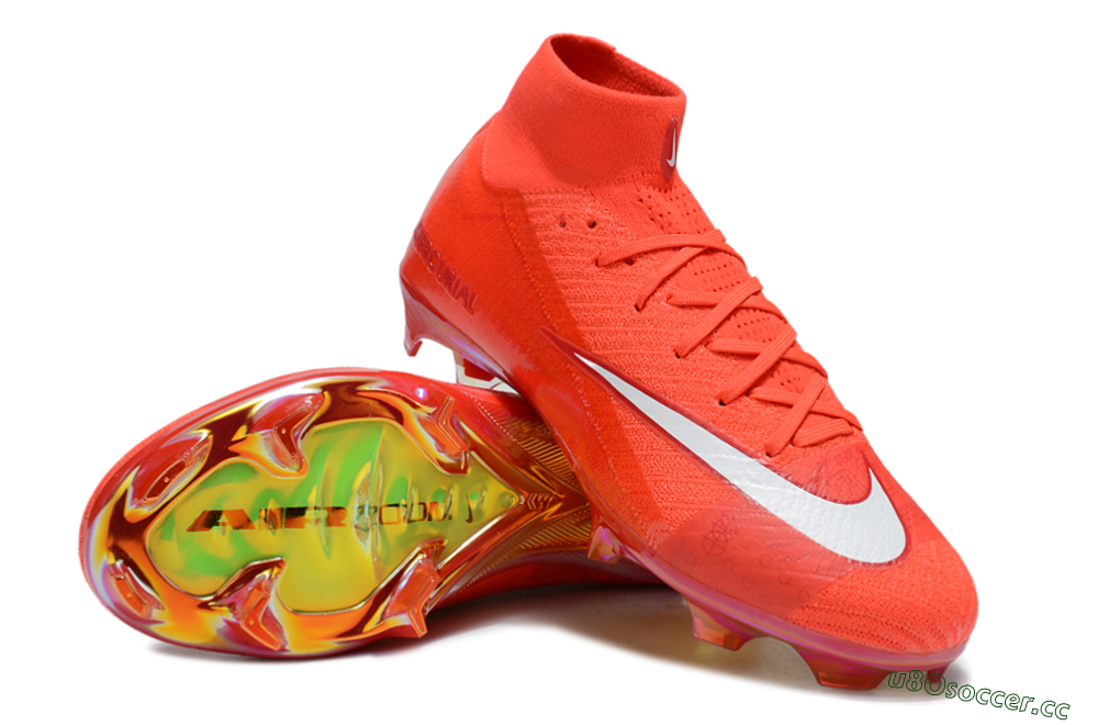 Unisex Nike Air Zoom Mercurial Superfly 10 Elite FG Firm Ground High-Tops Football Boots - Red/White/Gold 3