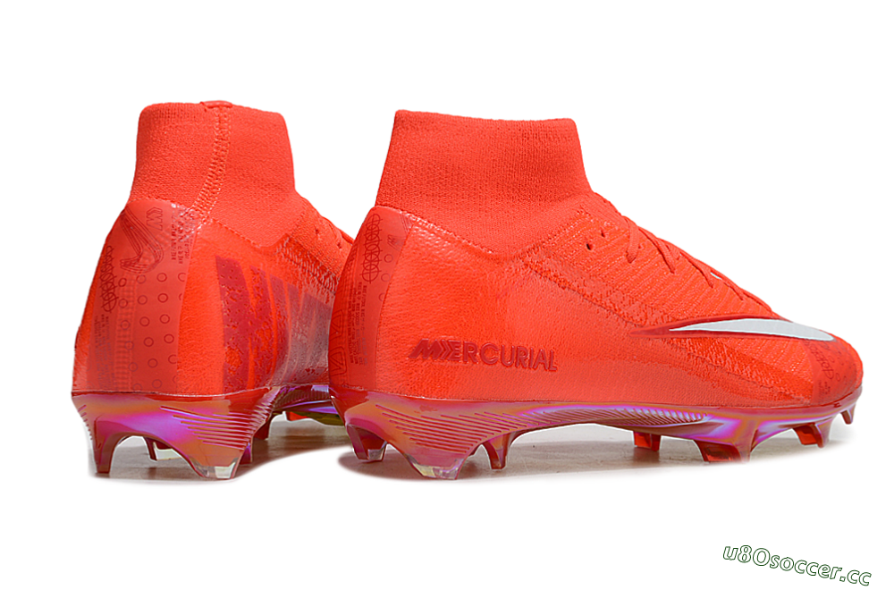 Unisex Nike Air Zoom Mercurial Superfly 10 Elite FG Firm Ground High-Tops Football Boots - Red/White/Gold 6