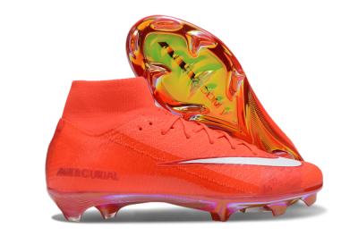 Unisex Nike Air Zoom Mercurial Superfly 10 Elite FG Firm Ground High-Tops Football Boots - Red/White/Gold