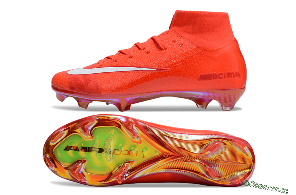 Unisex Nike Air Zoom Mercurial Superfly 10 Elite FG Firm Ground High-Tops Football Boots - Red/White/Gold 1