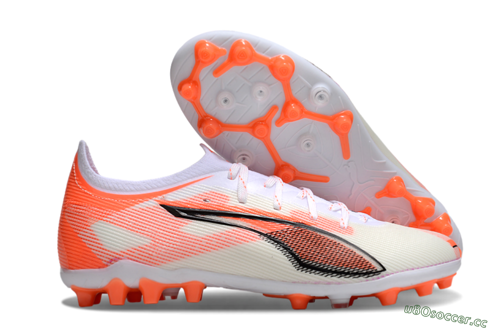 Men's Puma Ultra 5 Ultimate AG Artificial Grass Low-Tops Football Boots - White/Red/Black 2
