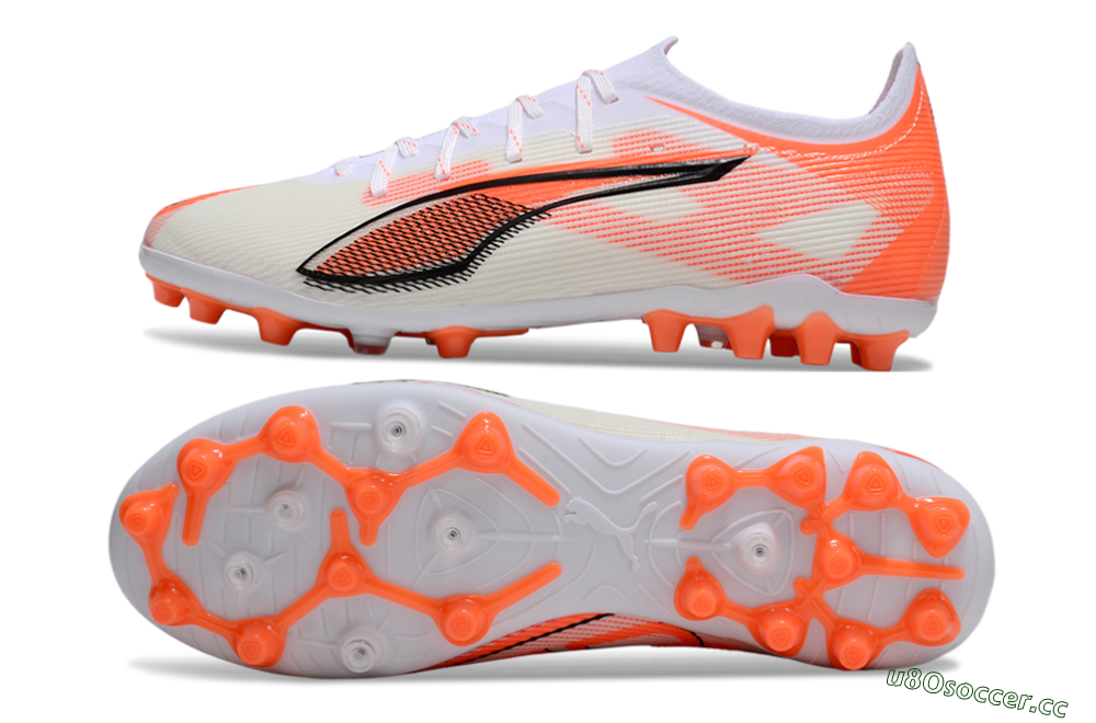 Men's Puma Ultra 5 Ultimate AG Artificial Grass Low-Tops Football Boots - White/Red/Black 1