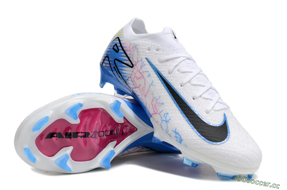 Men's Nike Air Zoom Mercurial Vapor 16 Elite FG Firm Ground Low-Tops Football Boots - White/Black/Blue/Pink/Yellow 3