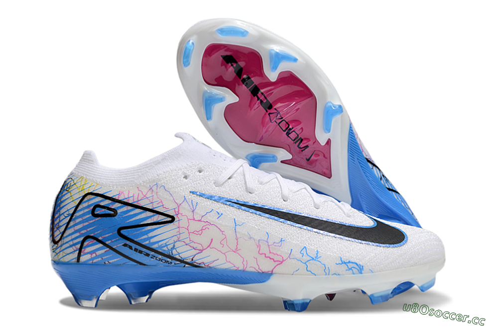 Men's Nike Air Zoom Mercurial Vapor 16 Elite FG Firm Ground Low-Tops Football Boots - White/Black/Blue/Pink/Yellow 2