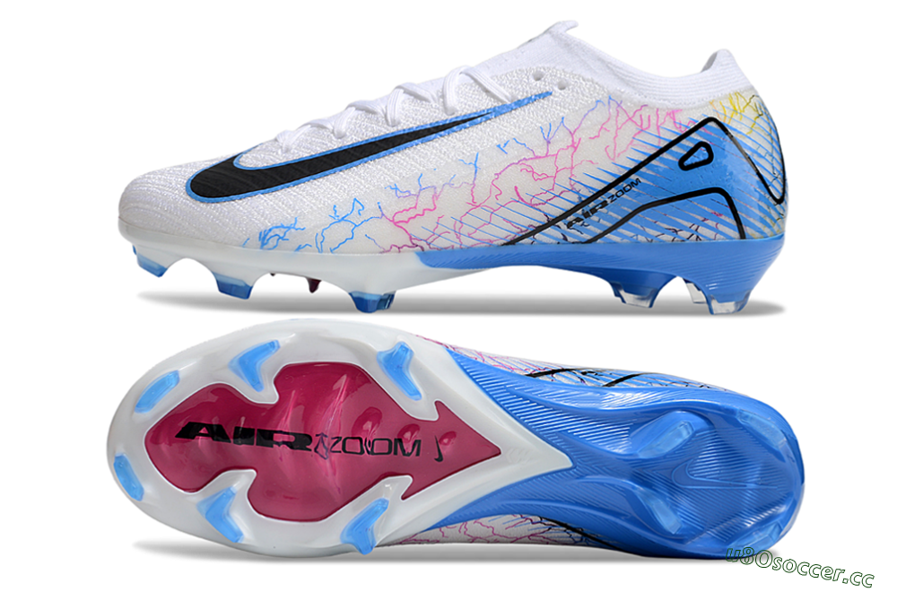 Men's Nike Air Zoom Mercurial Vapor 16 Elite FG Firm Ground Low-Tops Football Boots - White/Black/Blue/Pink/Yellow 1