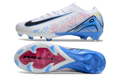 Men's Nike Air Zoom Mercurial Vapor 16 Elite FG Firm Ground Low-Tops Football Boots - White/Black/Blue/Pink/Yellow
