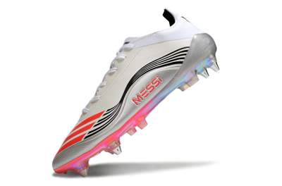 Men's Messi x Adidas F50 Elite 2025 SG Soft Ground Low-Tops Football Boots - Silver/White/Black
