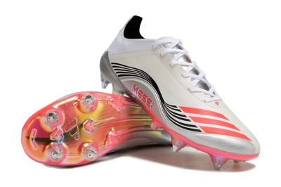 Men's Messi x Adidas F50 Elite 2025 SG Soft Ground Low-Tops Football Boots - Silver/White/Black