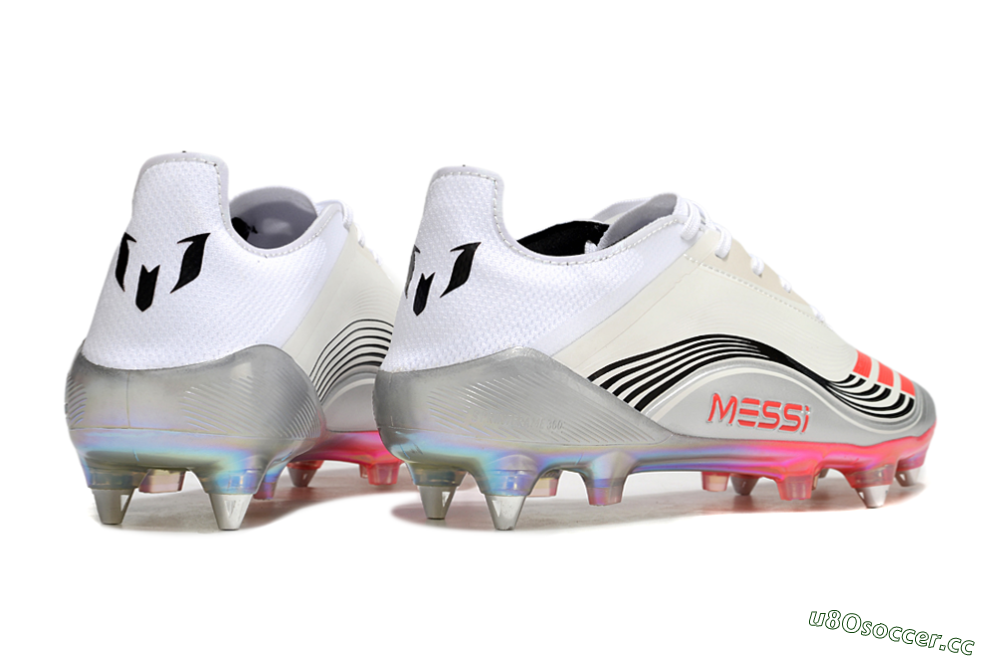 Men's Messi x Adidas F50 Elite 2025 SG Soft Ground Low-Tops Football Boots - Silver/White/Black 6