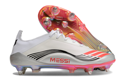 Men's Messi x Adidas F50 Elite 2025 SG Soft Ground Low-Tops Football Boots - Silver/White/Black