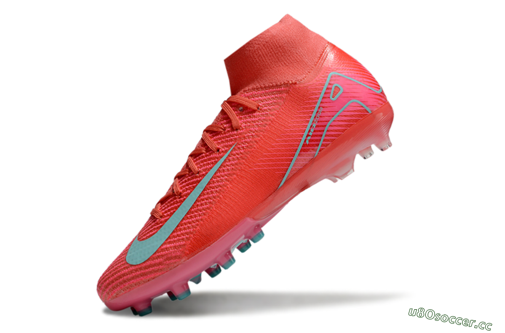 Men's Nike Air Zoom Mercurial Superfly 10 Elite AG Artificial Grass High-Tops Football Boots - Red/Jade 5