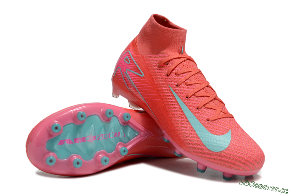 Men's Nike Air Zoom Mercurial Superfly 10 Elite AG Artificial Grass High-Tops Football Boots - Red/Jade 3