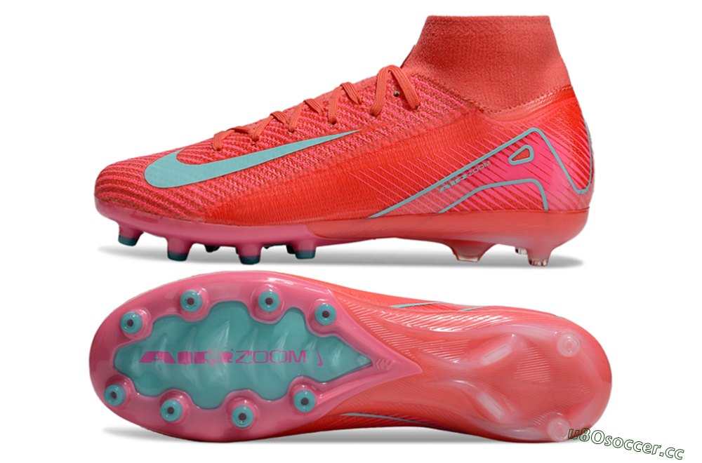Men's Nike Air Zoom Mercurial Superfly 10 Elite AG Artificial Grass High-Tops Football Boots - Red/Jade 1