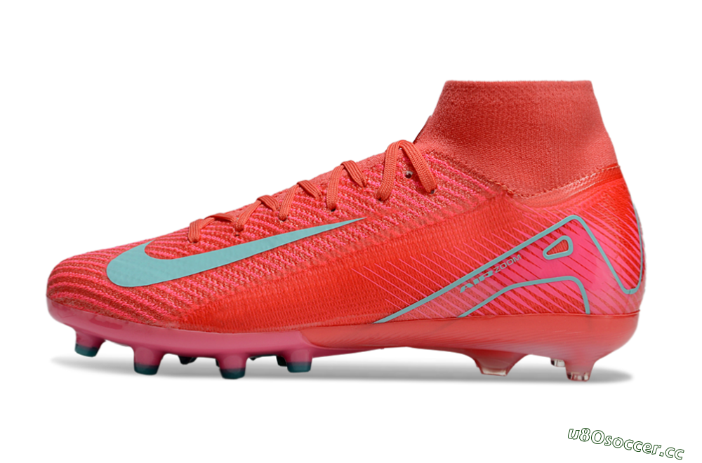 Men's Nike Air Zoom Mercurial Superfly 10 Elite AG Artificial Grass High-Tops Football Boots - Red/Jade 0