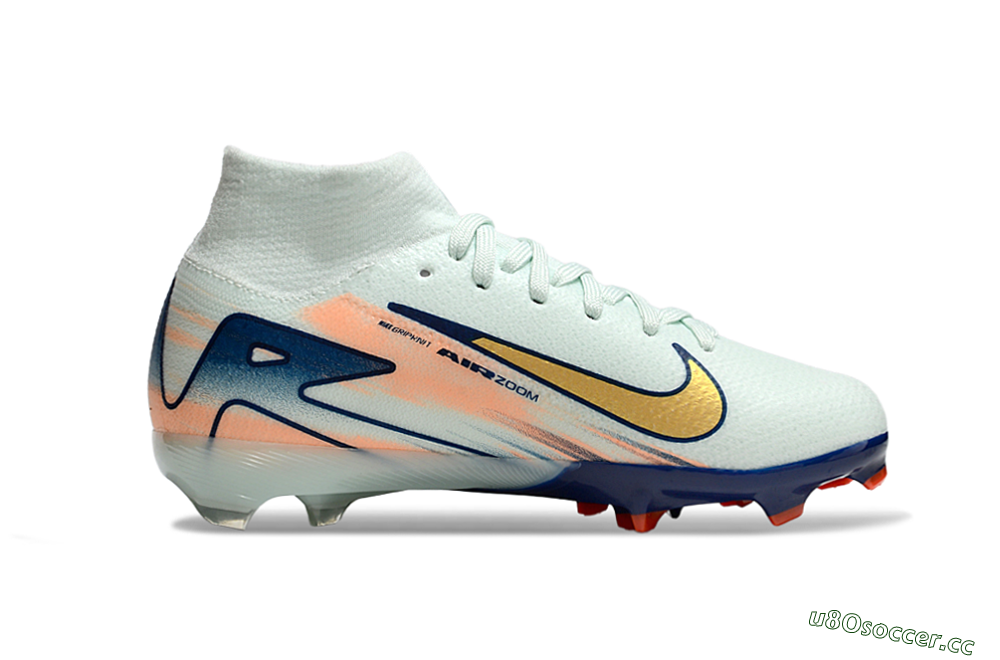 Kids Nike Air Zoom Mercurial Superfly 10 Elite FG Firm Ground High-Tops Football Boots - Jade/Gold/Blue 4