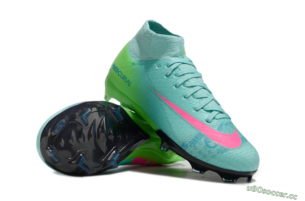 Kids Nike Air Zoom Mercurial Superfly 10 Elite FG Firm Ground High-Tops Football Boots - Jade/Pink/Yellow 1