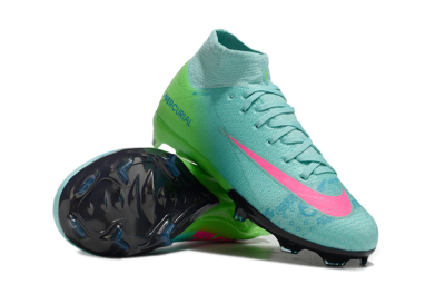 Kids Nike Air Zoom Mercurial Superfly 10 Elite FG Firm Ground High-Tops Football Boots - Jade/Pink/Yellow