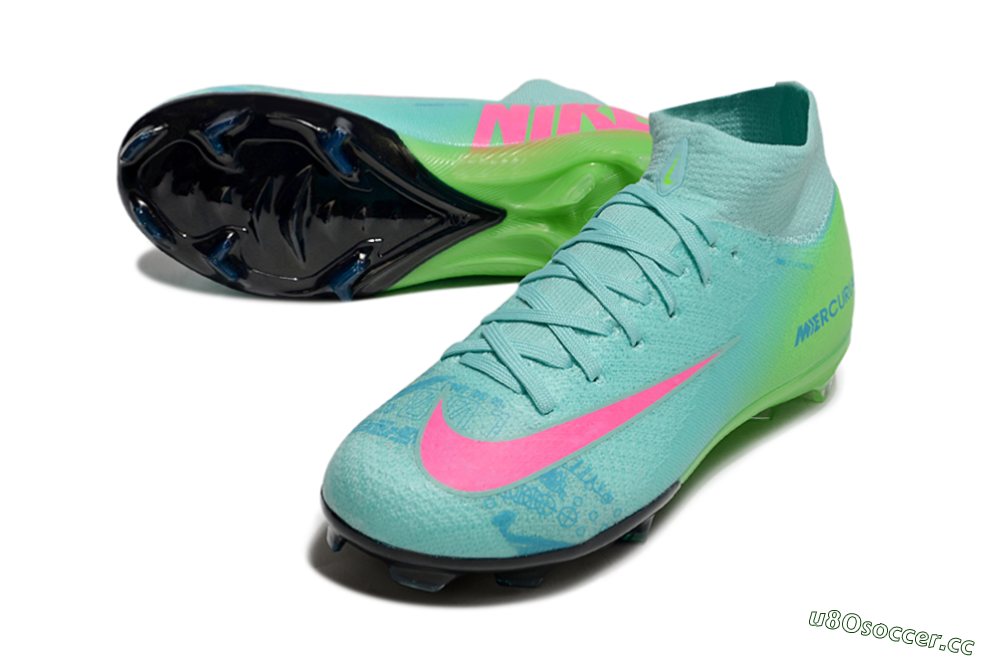 Kids Nike Air Zoom Mercurial Superfly 10 Elite FG Firm Ground High-Tops Football Boots - Jade/Pink/Yellow 3