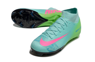 Kids Nike Air Zoom Mercurial Superfly 10 Elite FG Firm Ground High-Tops Football Boots - Jade/Pink/Yellow