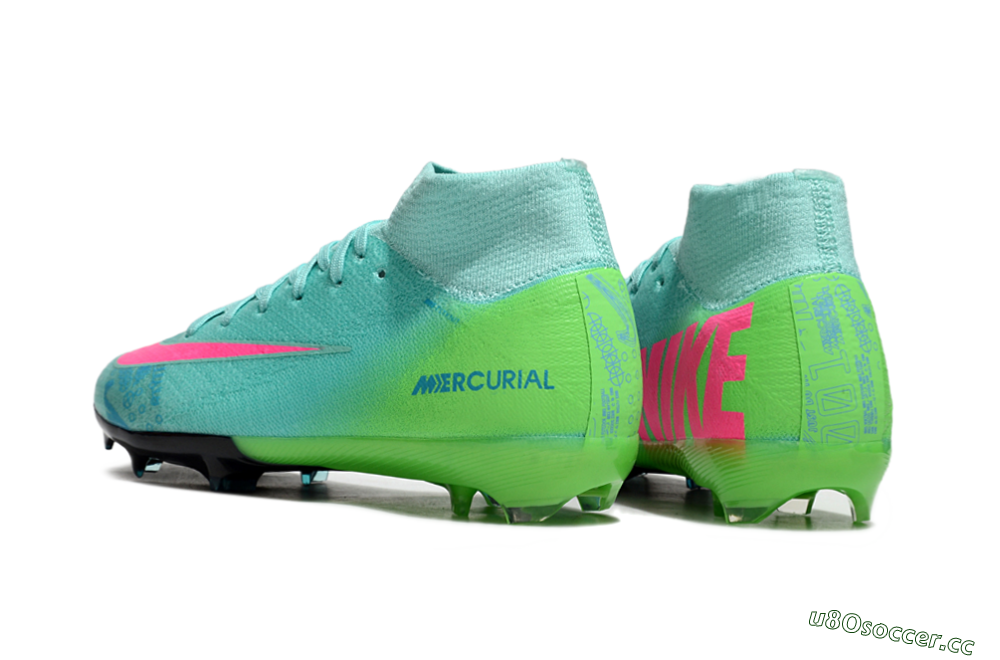 Kids Nike Air Zoom Mercurial Superfly 10 Elite FG Firm Ground High-Tops Football Boots - Jade/Pink/Yellow 5