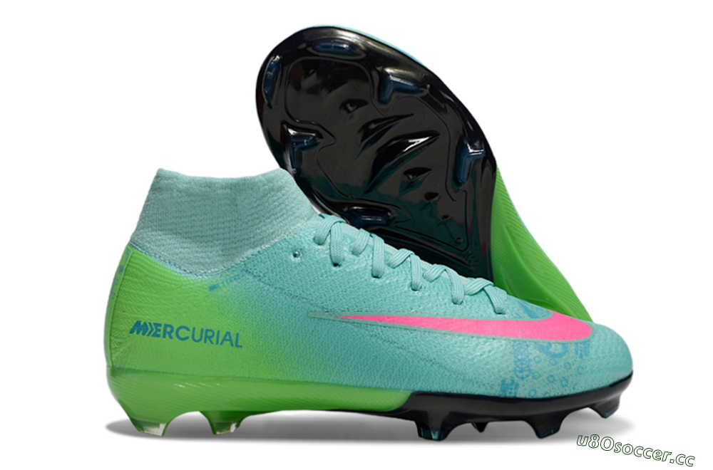 Kids Nike Air Zoom Mercurial Superfly 10 Elite FG Firm Ground High-Tops Football Boots - Jade/Pink/Yellow 2