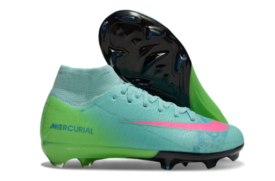 Kids Nike Air Zoom Mercurial Superfly 10 Elite FG Firm Ground High-Tops Football Boots - Jade/Pink/Yellow