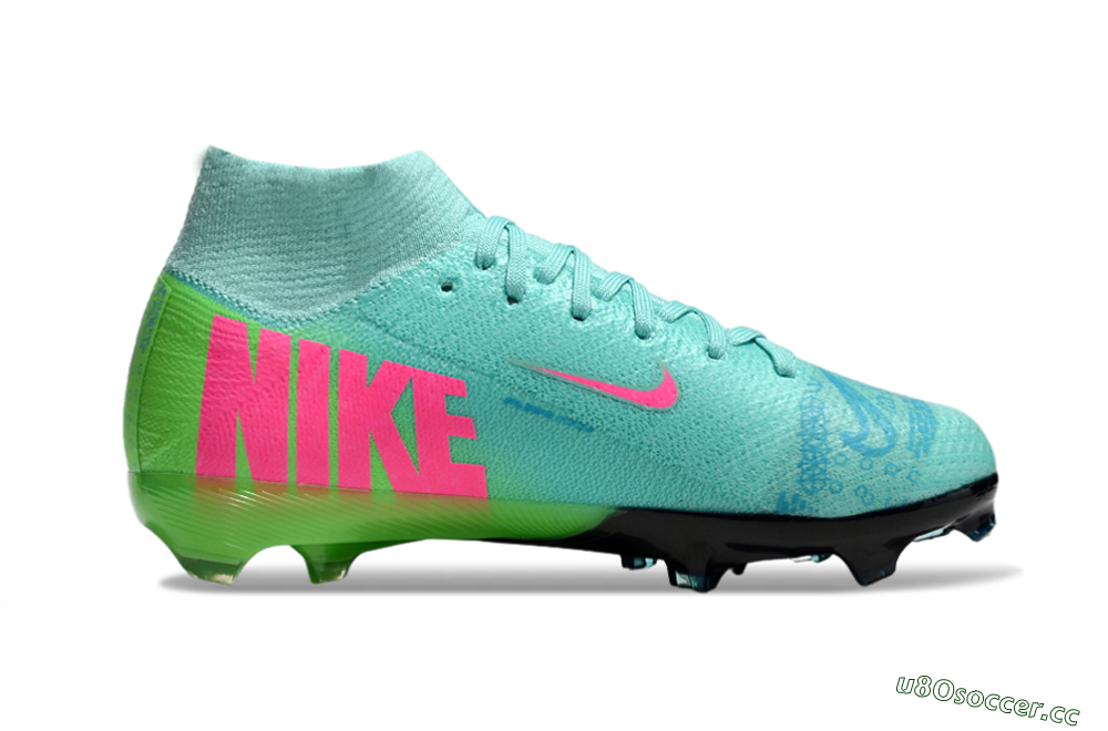 Kids Nike Air Zoom Mercurial Superfly 10 Elite FG Firm Ground High-Tops Football Boots - Jade/Pink/Yellow 4