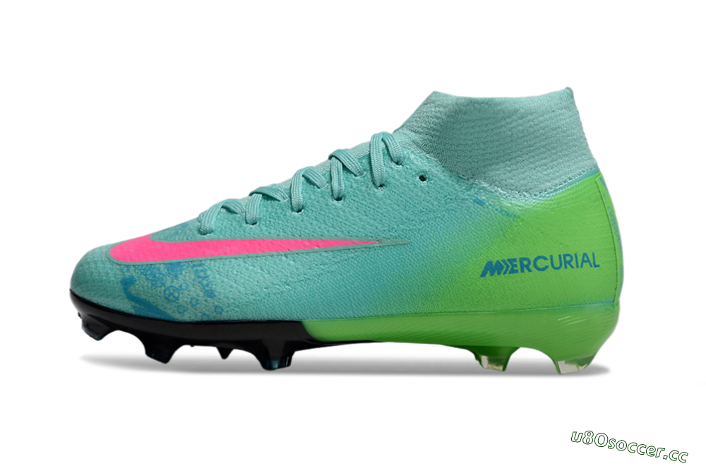Kids Nike Air Zoom Mercurial Superfly 10 Elite FG Firm Ground High-Tops Football Boots - Jade/Pink/Yellow 0