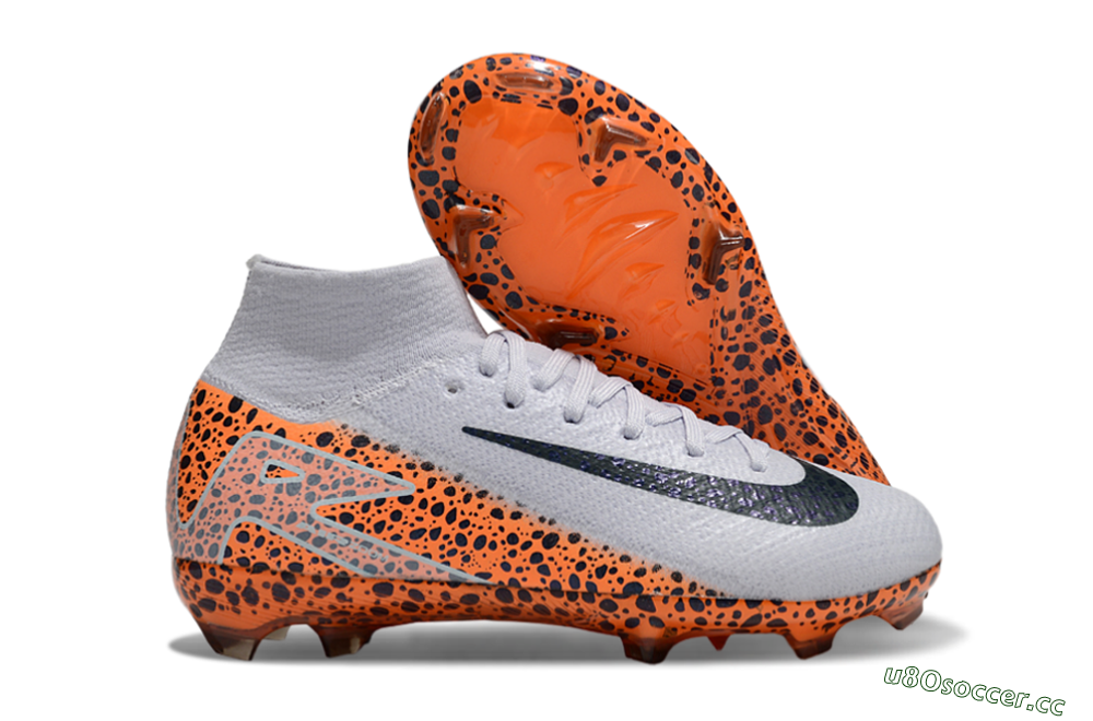 Kids Nike Air Zoom Mercurial Superfly 10 Elite FG Firm Ground High-Tops Football Boots - Grey/Black/Leopard 2