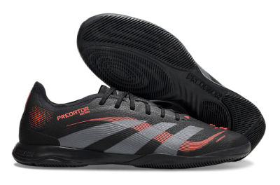 Men's Adidas Predator 25 Elite IC Indoor & Futsal Low-Tops Football Shoes - Black/Grey/Red